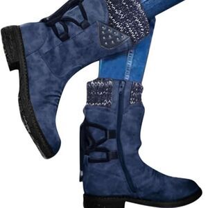 GENERIC SNOW BOOTS  WOMEN LACE UP MID CALF WARM WITH SIDE ZIPPER BOOT